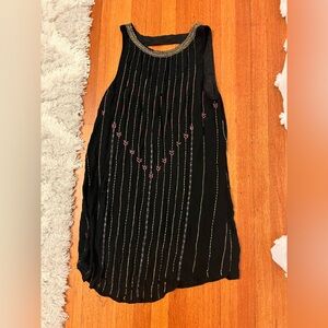 Free People Black Graphic Embellished Tank Top women’s size medium